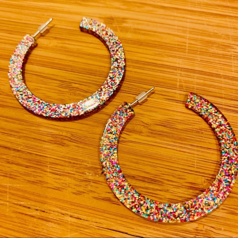 Multicolor Glitter Hoop Earrings - Women Jewelry Earrings